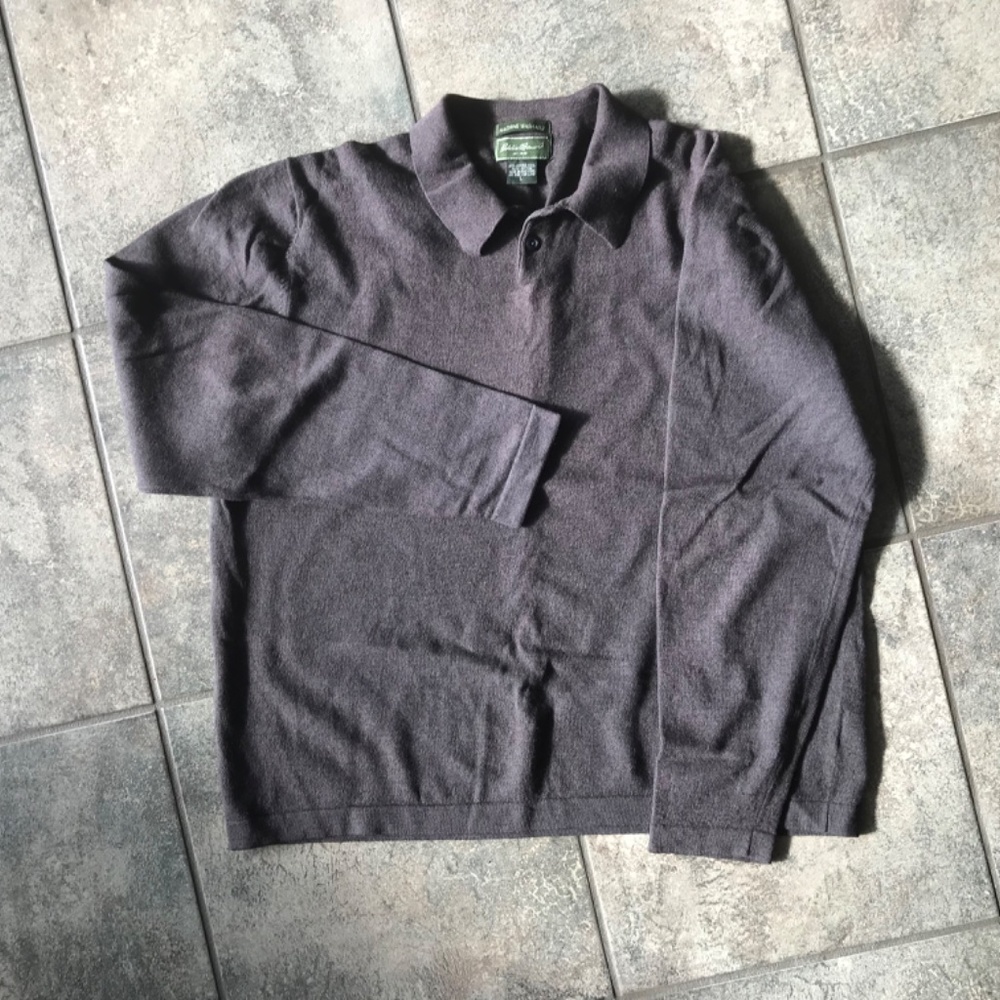 Eddie Bauer Men’s Merino/Cotton long sleeve Polo - Picture 2 of 2